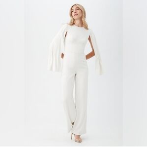 Trina Turk White Jumpsuit with Cape Sleeves